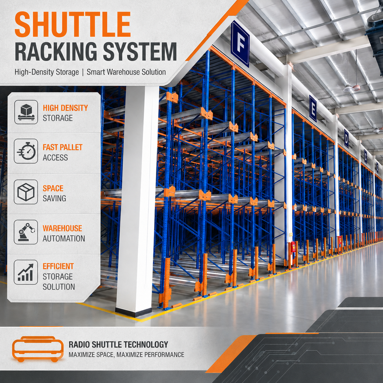 Factory Supply Radio Shuttle Rack Heavy Duty Pallet Shuttle Racking System High Density Warehouse Storage Custom OEM Supplier