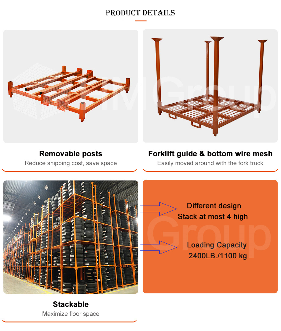 OEM Heavy Duty Galvanized Steel Stacking Racks for Warehouse Stack Pallet