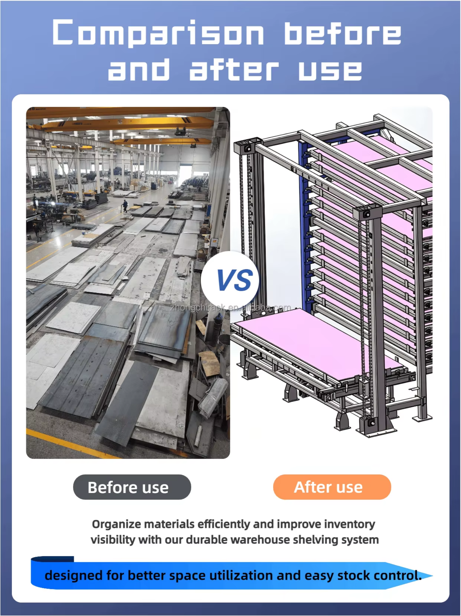 Intelligent Steel Vertical Sheet Storage Rack Automated Plate Warehouse with Robot Automatic Loading Function Heavy Duty