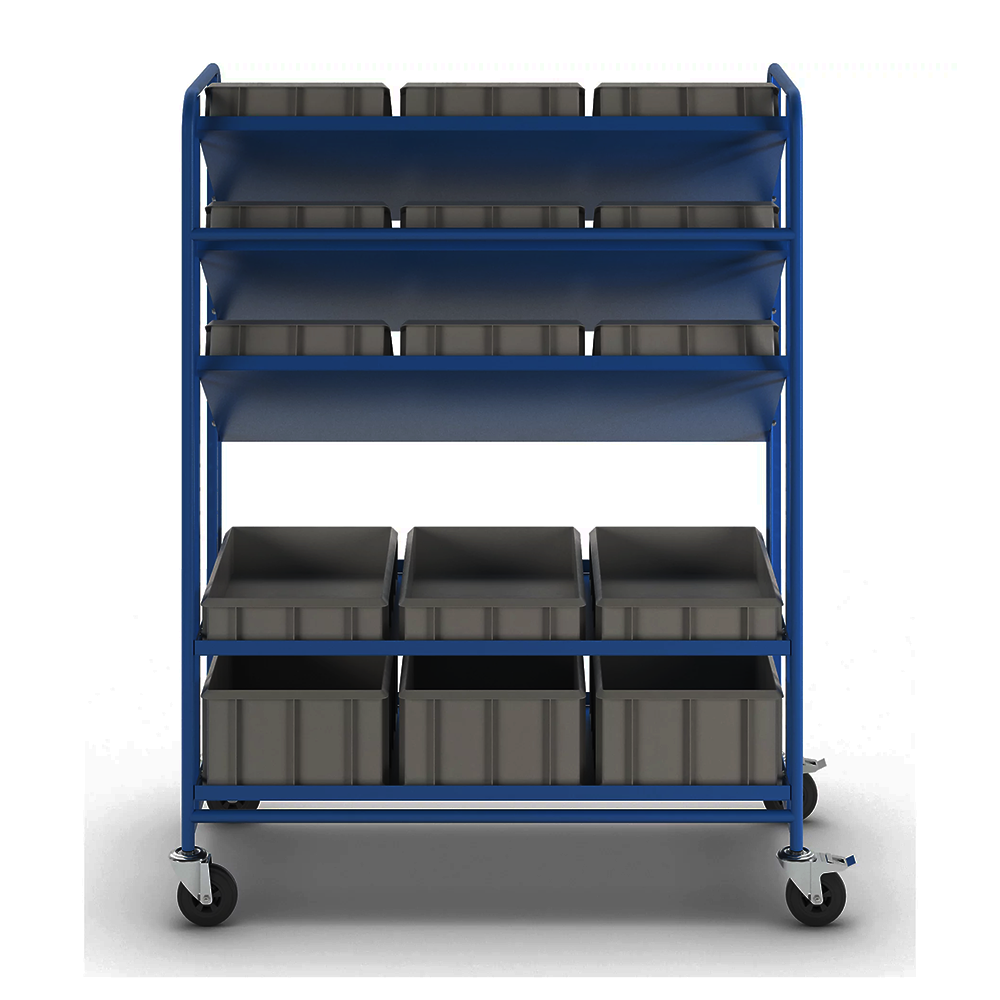 Order Picking Trolley Warehouse Euro Container Shelf Truck 5-level Inclined Shelf Trolley