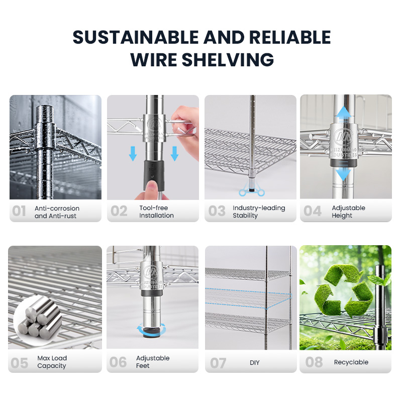 MZG Custom Factory NSF Commercial Double Sided Heavy Duty Metal Supermarket Retail Store Wire Shelving Rack
