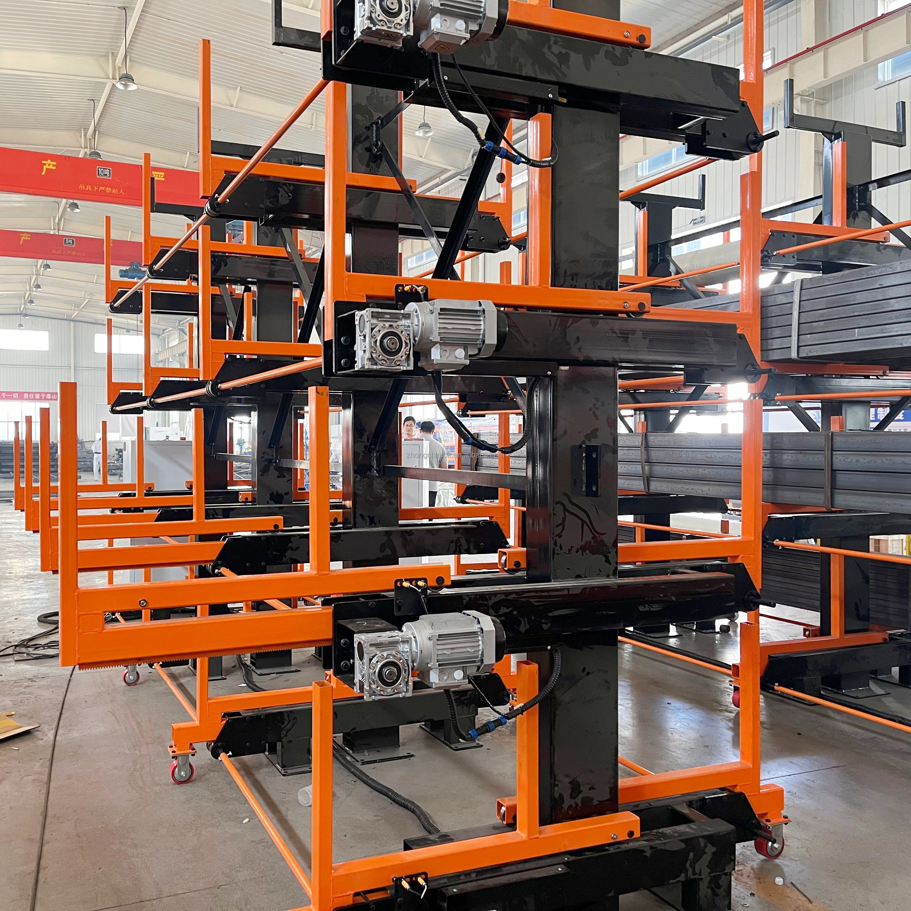 Automatic PLC Control Factory Warehouse Cantilever Shelving Telescopic Storage Rack Electric Heavy Duty Steel For Long Profiles