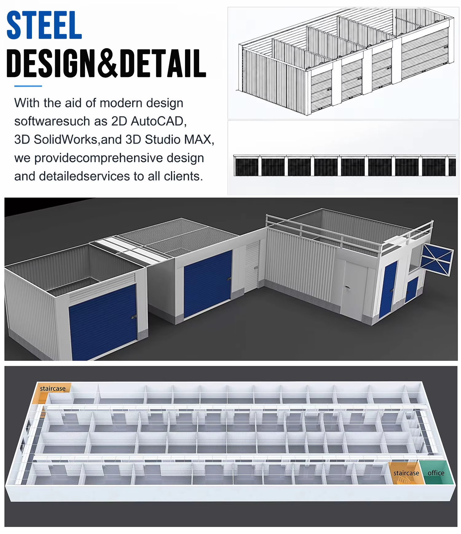 Portable Self Storage Units Commercial Steel Roll up Door Rental Business Solution for Locker Storage