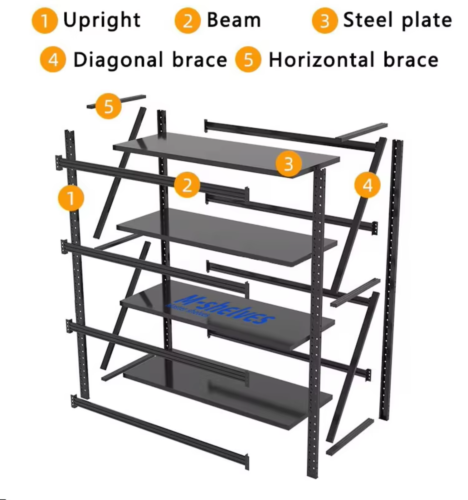 Heavy Duty Warehouse Shelving System Long Span Metal Shelf Stackable Storage Rack for Large Goods Warehouse