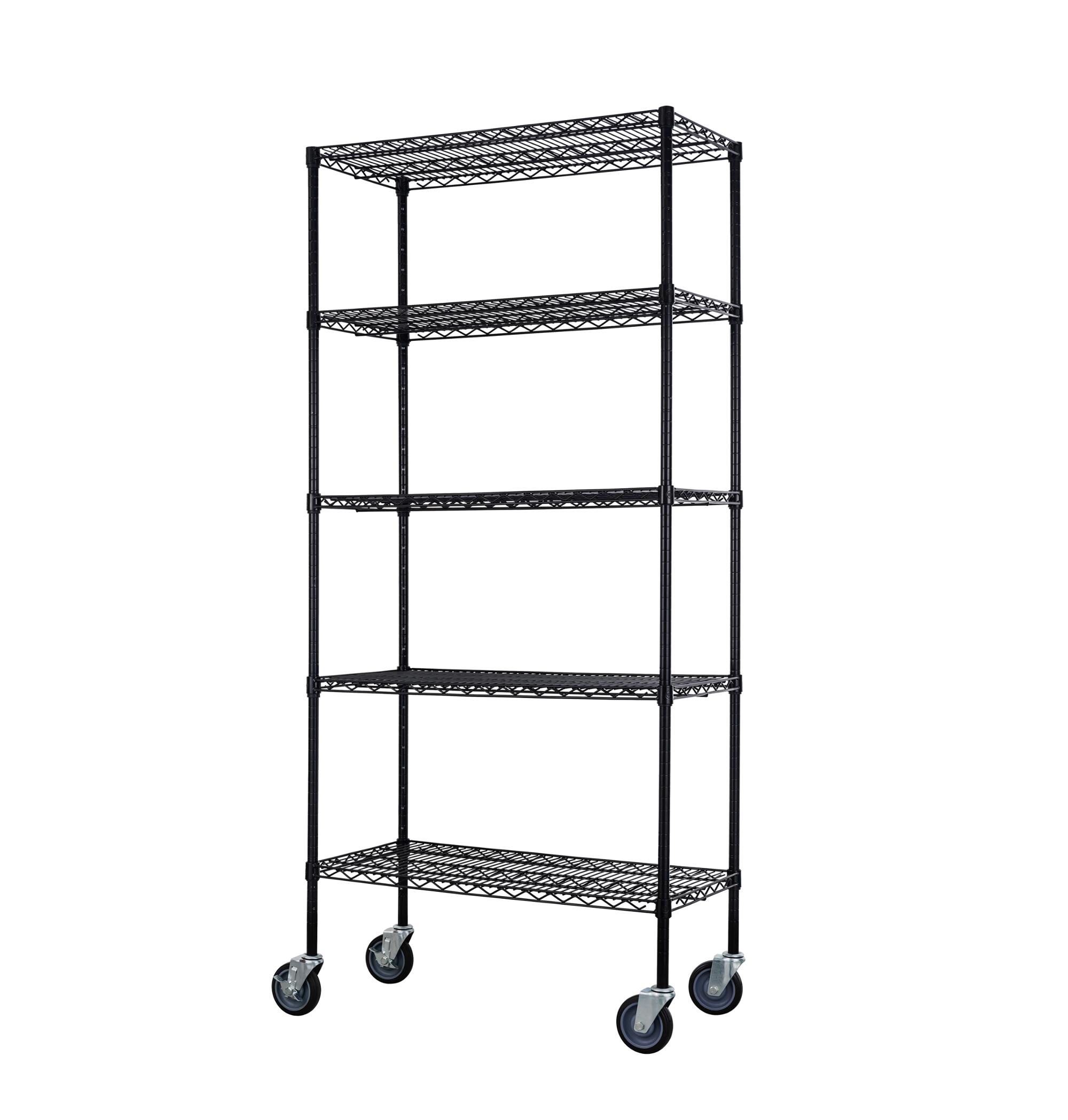 NSF & ISO Certified Chrome Plated Six Layers Mobile Garage Metal Wire Shelving Shelf