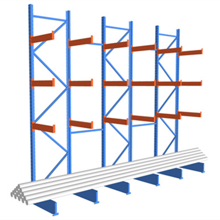 Adjustable Customized Heavy Duty Rack Warehouse Storage 4 Layers Cantilever Rack Steel Single Long Arm Support For Industrial