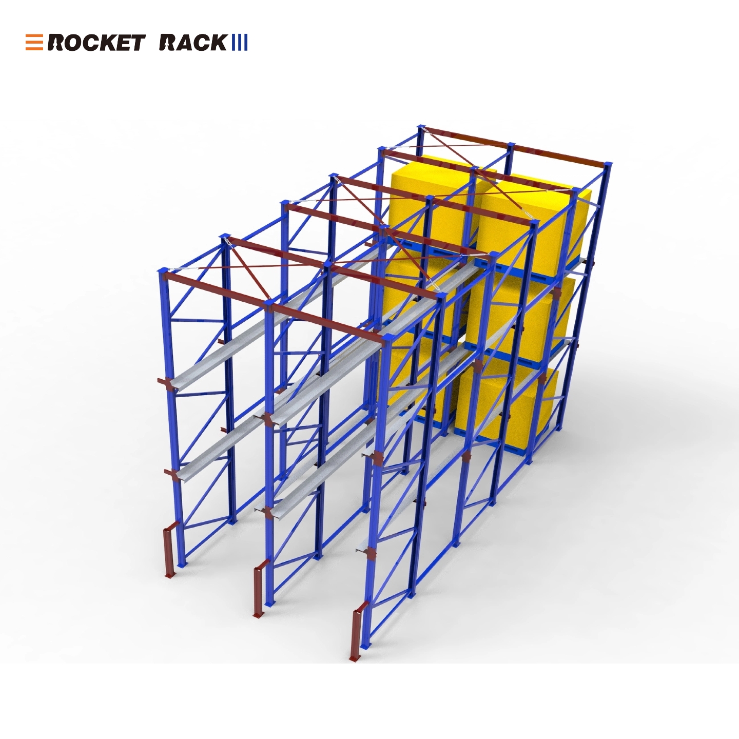 High Quality Customizable Drive-In Pallet Rack System Sturdy Through-Type Metal Warehouse Storage Heavy Duty Powder Coated Racks
