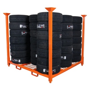 Customized Warehouse Heavy Duty Portable Rack Metal Spare Steel Detachable Stackable Pallet Tire Storage System