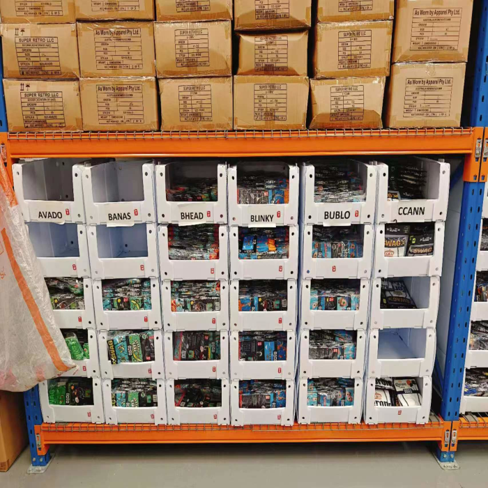 Custom Correxed Stackable Clothing Pick Bins Plastic Warehouse Storage Picking Bins