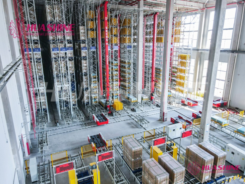 Heavy Duty Scale STACKER CRANE and on Request Capacity Pallet Racking Auomated ASRS Warehouse HUASHINE INTELLIGENT