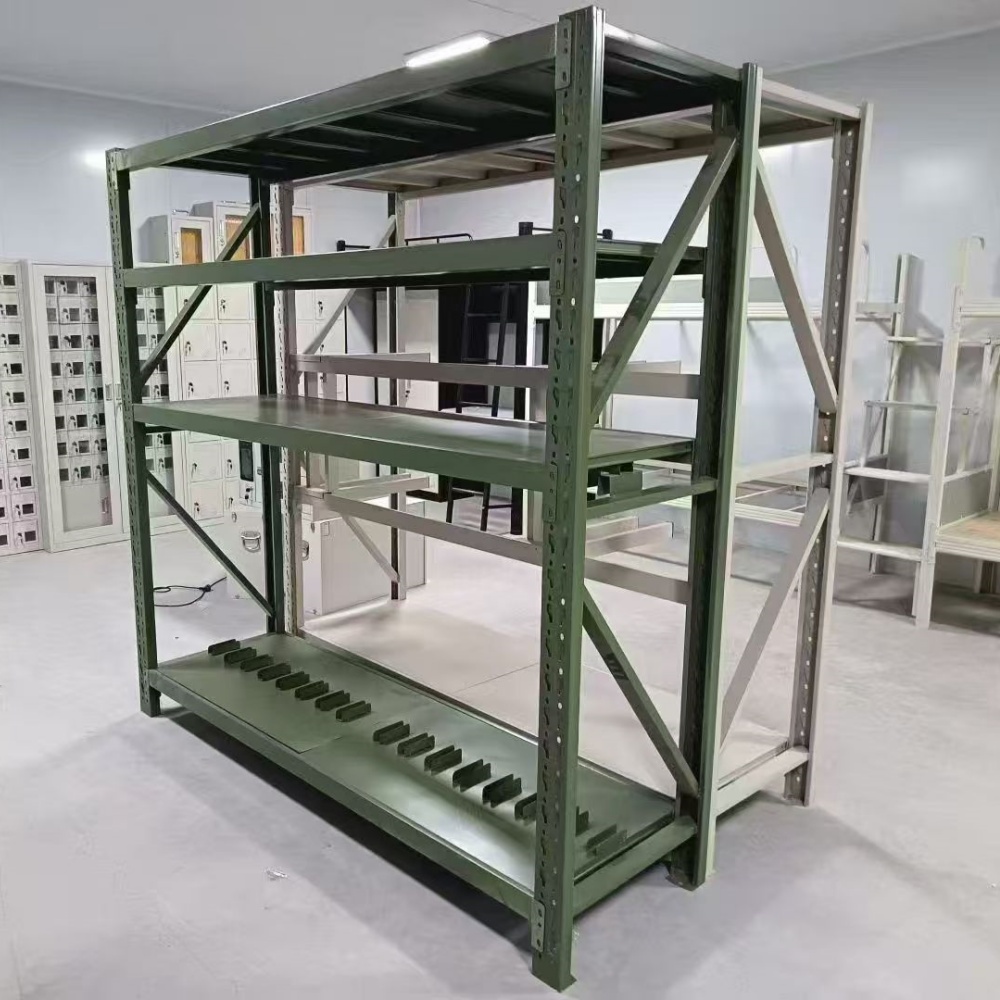 Heavy Duty Long Span Shelving Boltless Steel Storage Rack 4-Layer Adjustable Industrial Warehouse Metal Shelf 3D Design