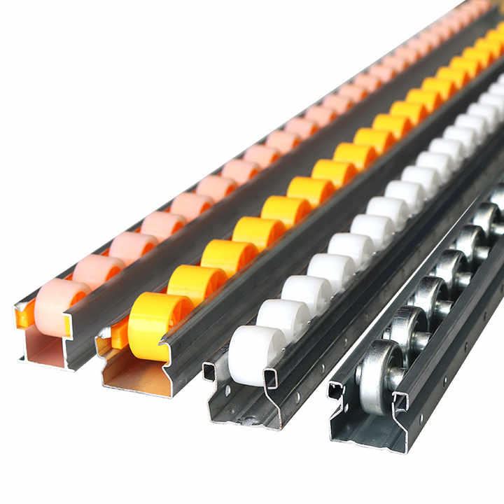 Gravity Flow Rail Roller Track PE ABS Wheel 200KG Load Carton Flow Rack FIFO Storage Sliding Shelf for Warehouse