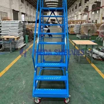 Mobile order picking ladder cart for warehouse operations