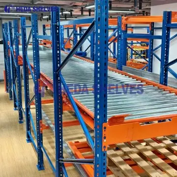 Gravity flow pallet racking for FIFO stock rotation