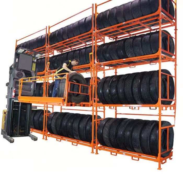 Customized Warehouse Heavy Duty Steel Stacking Pallet Fabric Store Rack for Rolled Cabinet Fabric