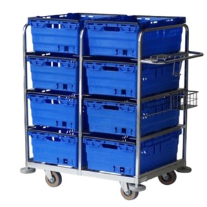 4 Tier Storage Wire Mesh Containers Warehouse Roll Trolley