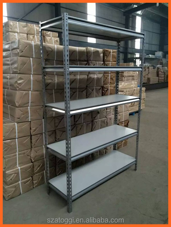 5 Layer Steel Slotted Angle Shelving Sheet Metal Storage Rack with MDF Shelves Corrosion Protection