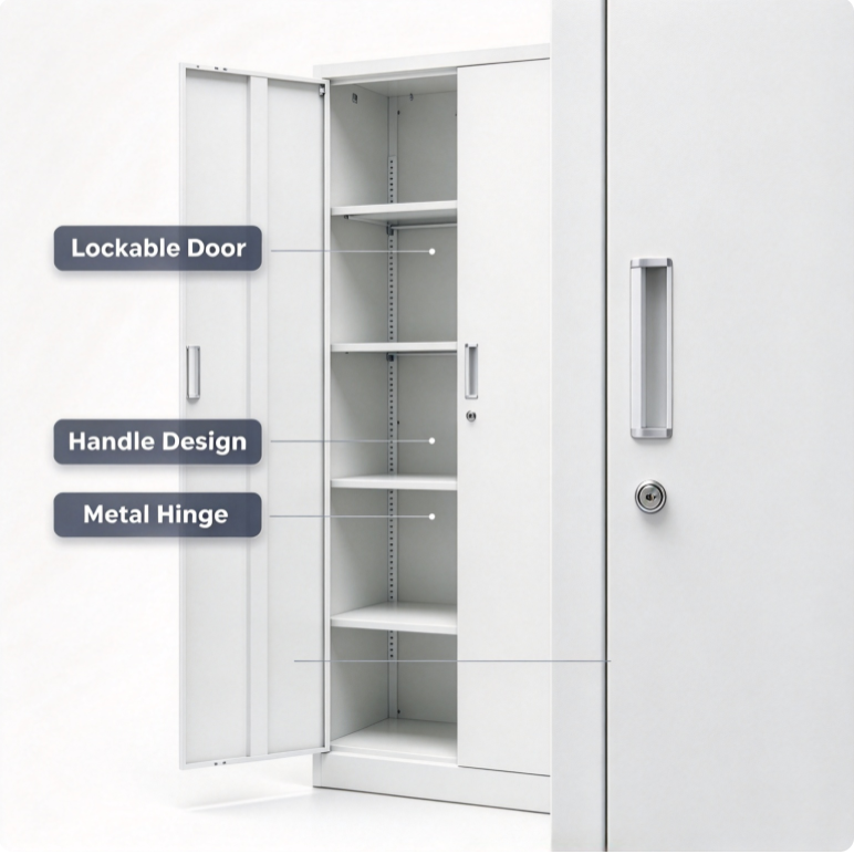 Commercial Heavy Duty Locking Metal Storage Cabinet with Adjustable Shelves and Double Doors for Office Garage Retail Warehouse