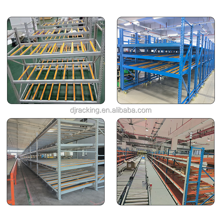 DJ Adjustable Pallet Flow Racking System Steel Shelf with Roller Tracks Warehouse Rack