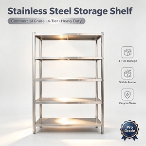 4 Tier Stainless Steel Storage Shelf Commercial Kitchen Shelving Unit