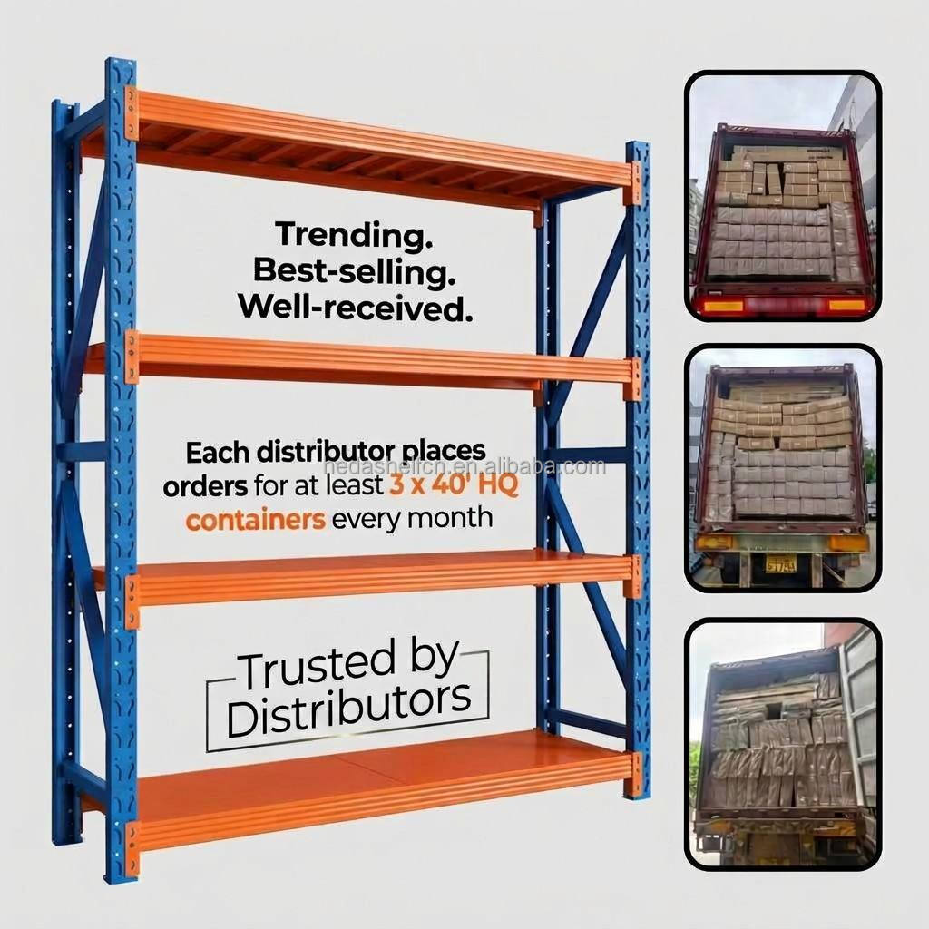 Hot Selling Warehouse Storage Racks 4 Layer 200kg Factory Long Span Industrial Metal Storage Shelves Warehouse Racking