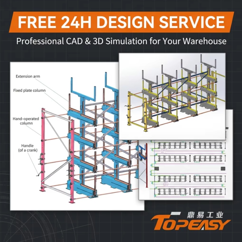 Customized Double-side Hand-operated Extendable Cantilevered Racking System for Pipes Storage