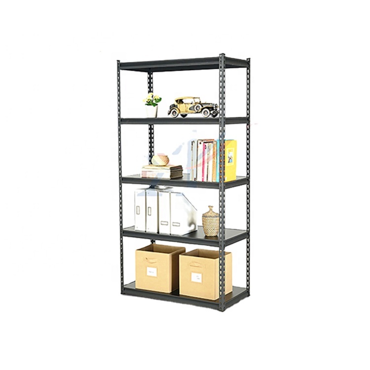 5 Layer Steel Slotted Angle Shelving Sheet Metal Storage Rack with MDF Shelves Corrosion Protection