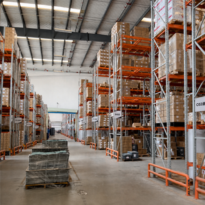 Heavy Duty Pallet Rack Back to Back Double Entry Row with Safety Guardrails