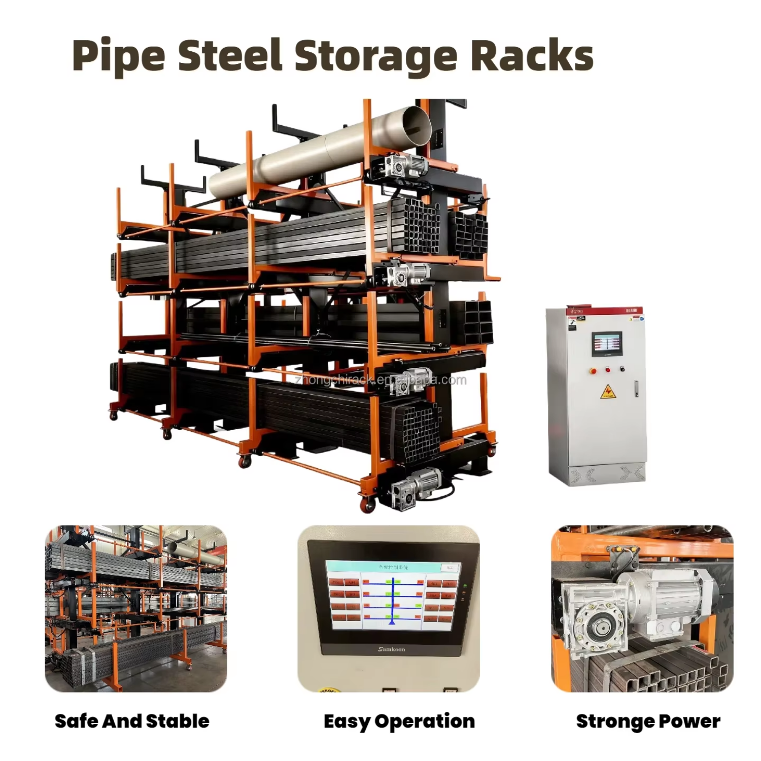 Automatic PLC Control Factory Warehouse Cantilever Shelving Telescopic Storage Rack Electric Heavy Duty Steel for Long Profiles