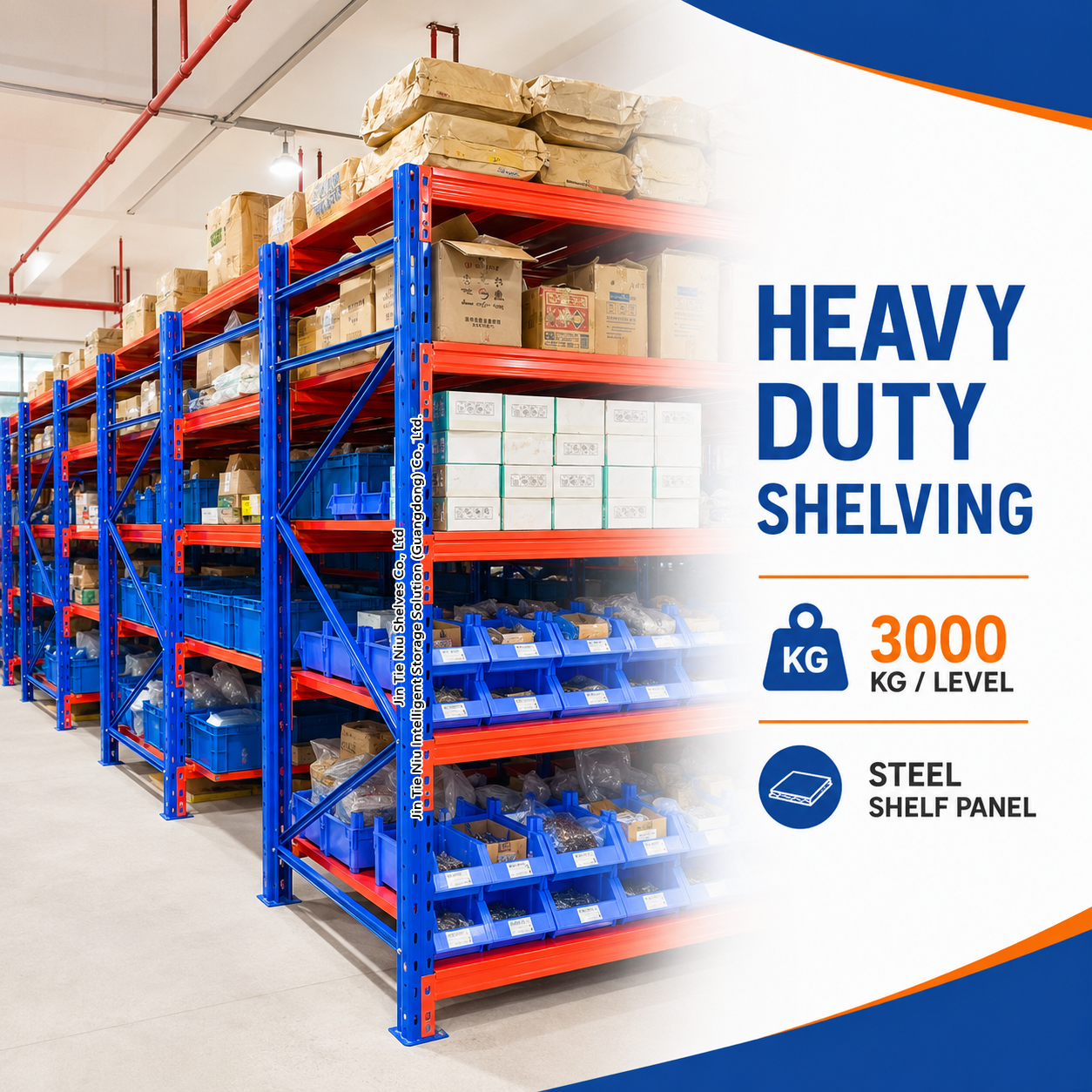 3000KG Custom Steel Deck Storage Rack for Plastic Bins and Small Parts Warehouse Shelves Racking System