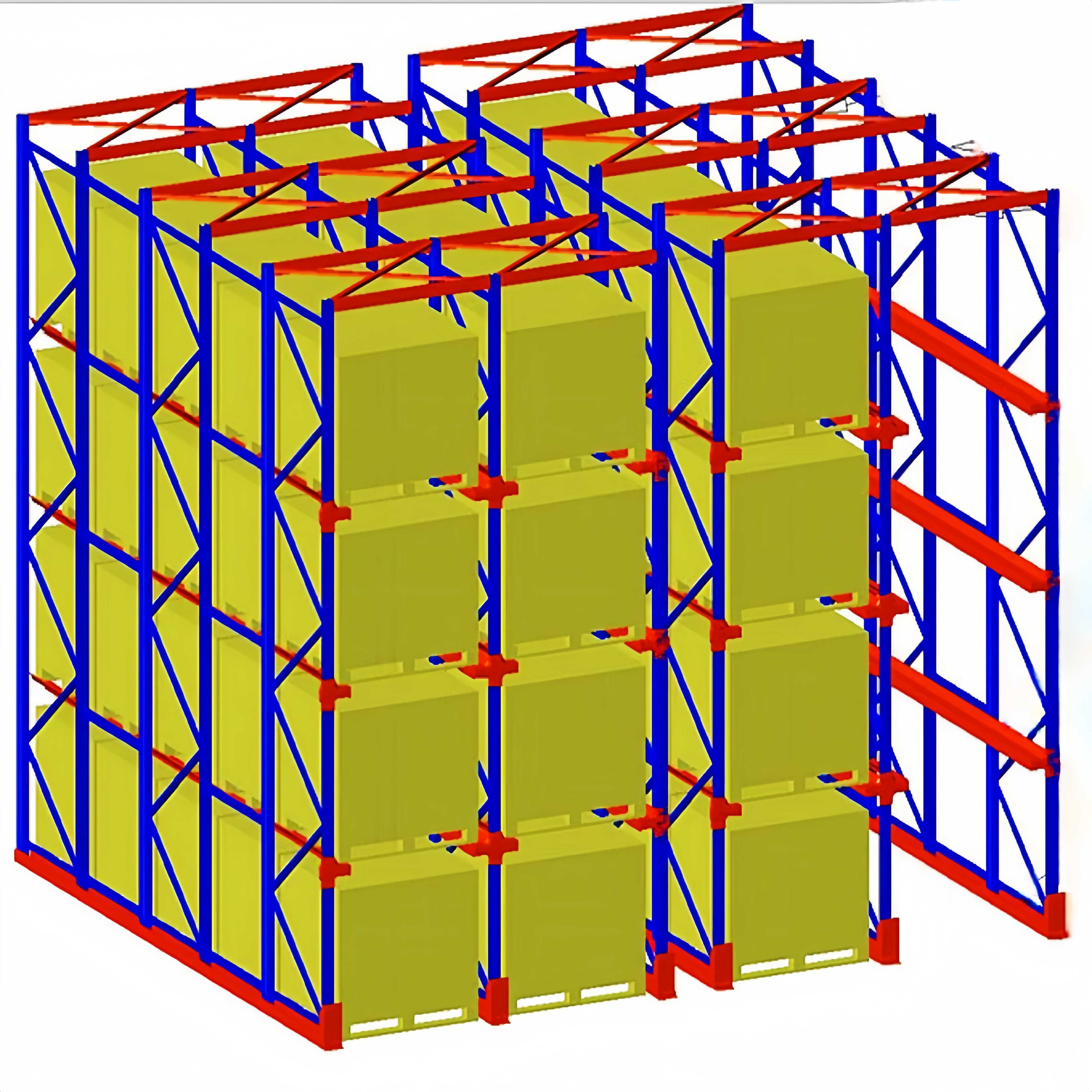 Kaku Heavy Duty Steel Drive Through Pallet Rack System with 500-1500kg/pallet Capacity for Warehouses