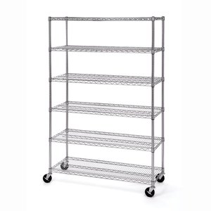 NSF & ISO Certified Chrome Plated Six Layers Mobile Garage Metal Wire Shelving Shelf