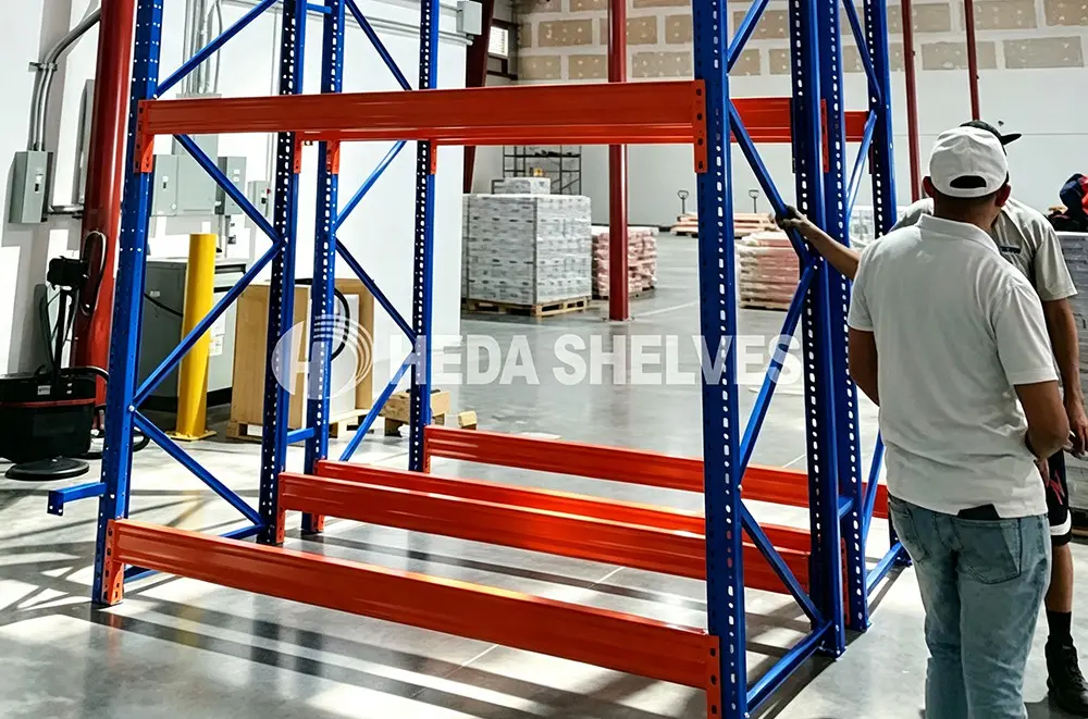 Wire mesh decking installation across pallet beams