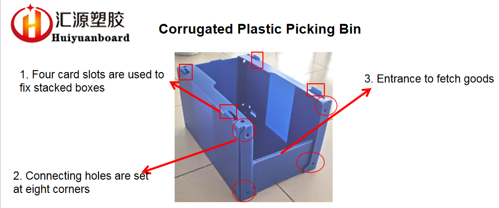 Custom Correxed Stackable Clothing Pick Bins Plastic Warehouse Storage Picking Bins