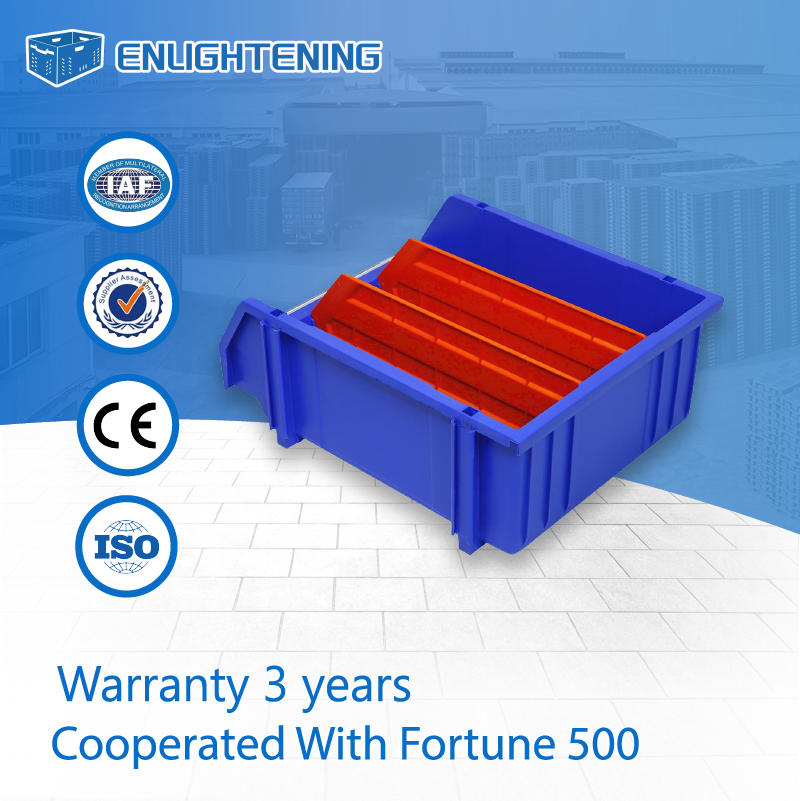 350x210x150mm Plastic Shelf Bin with Internal Dividers Warehouse Racking Organizer Crate