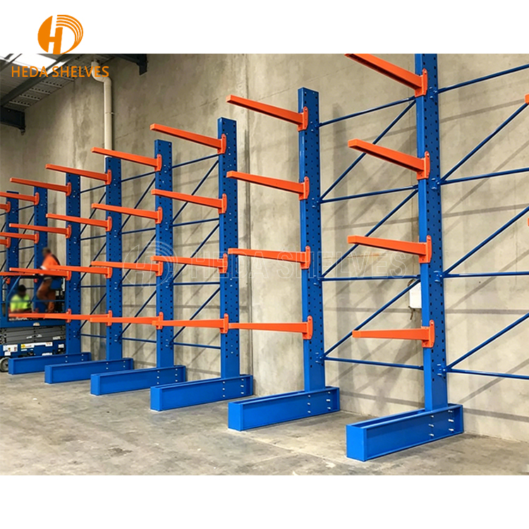Blue-orange Cantilever Shelves Warehouse Racking System Factory Shelf Storage of Long Goods Irregular Goods Strong Load-bearing