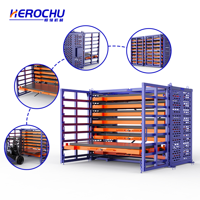 High Capacity 6-Layer Roll-Out System Laser Cutter Vertical Pipe Storage Racks Heavy Duty Full Extension Rack Warehouse Rack