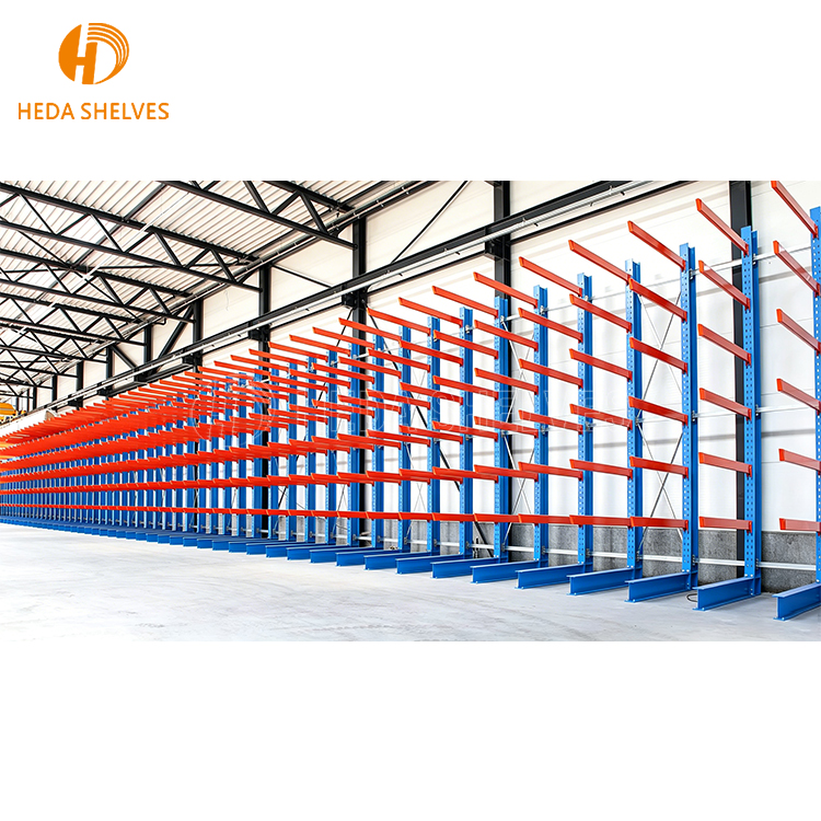 Blue-orange Cantilever Shelves Warehouse Racking System Factory Shelf Storage of Long Goods Irregular Goods Strong Load-bearing