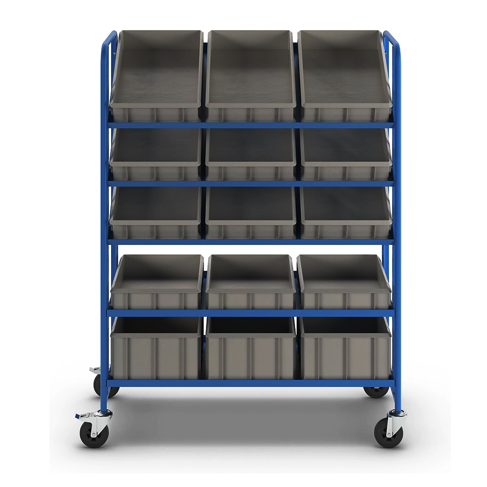 Order Picking Trolley Warehouse Euro Container Shelf Truck 5-level Inclined Shelf Trolley