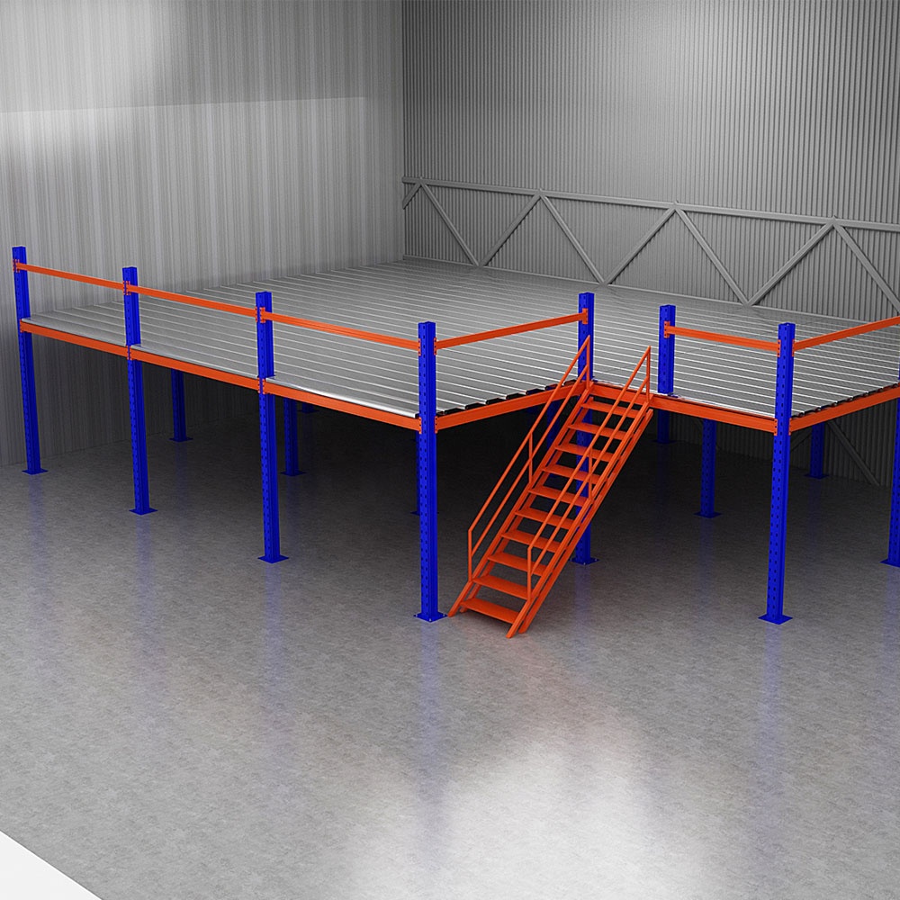 Industrial Steel Heavy Duty Mezzanine Floor Warehouse Platform Rack System with Adjustable Storage Capacity and Modular Design