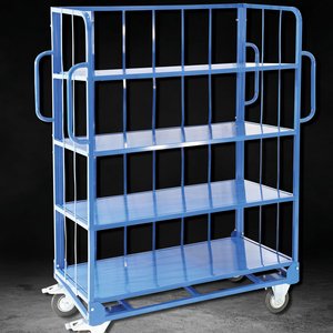4 Layer Customizable Heavy Duty Metal Shelf Trolley Warehouse Order Picking Storage Rack Material Handling Cart