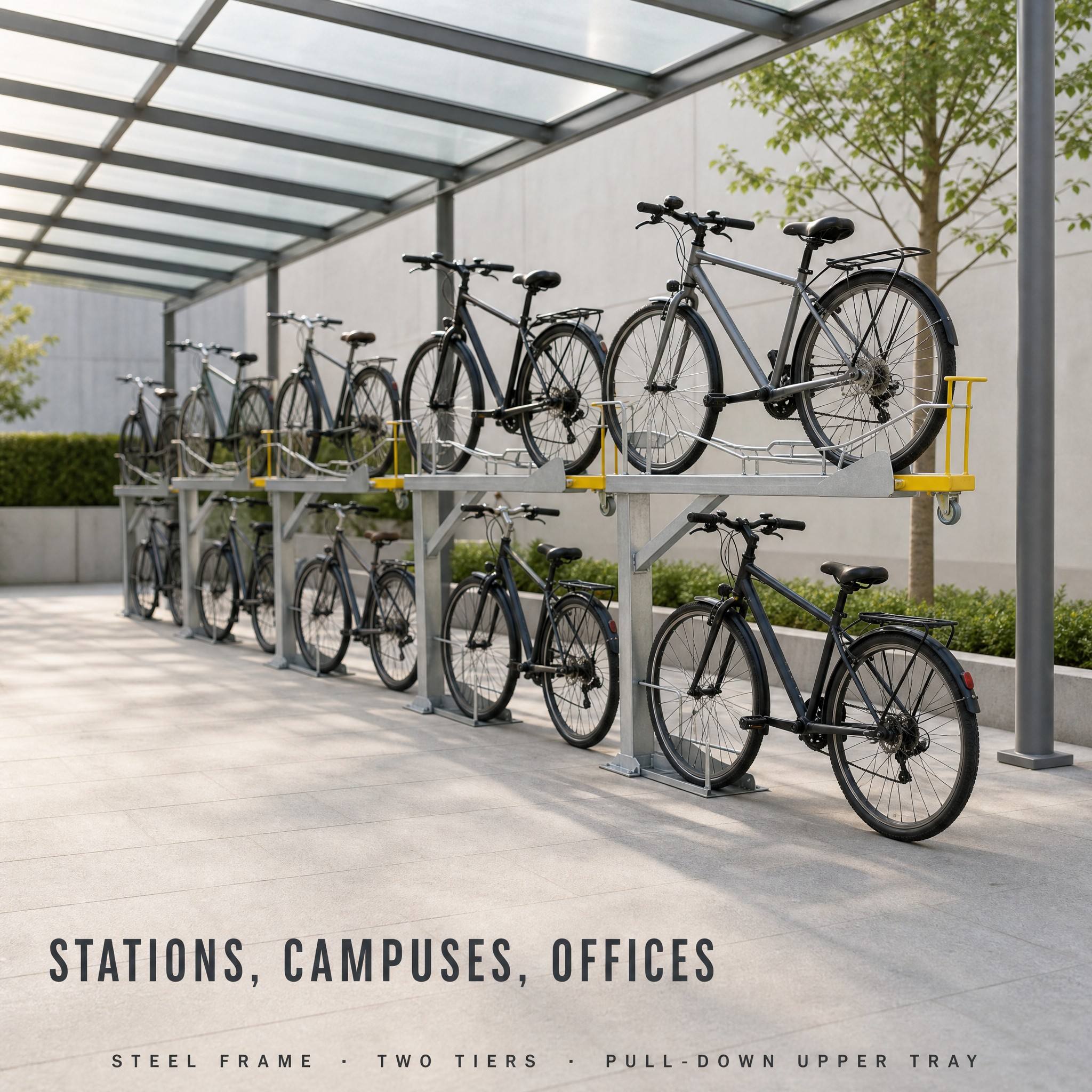 Modern Minimalist Double Decker Bicycle Rack Outdoor Two Tier Bike Stand Storage For Parking Lot Street Garden