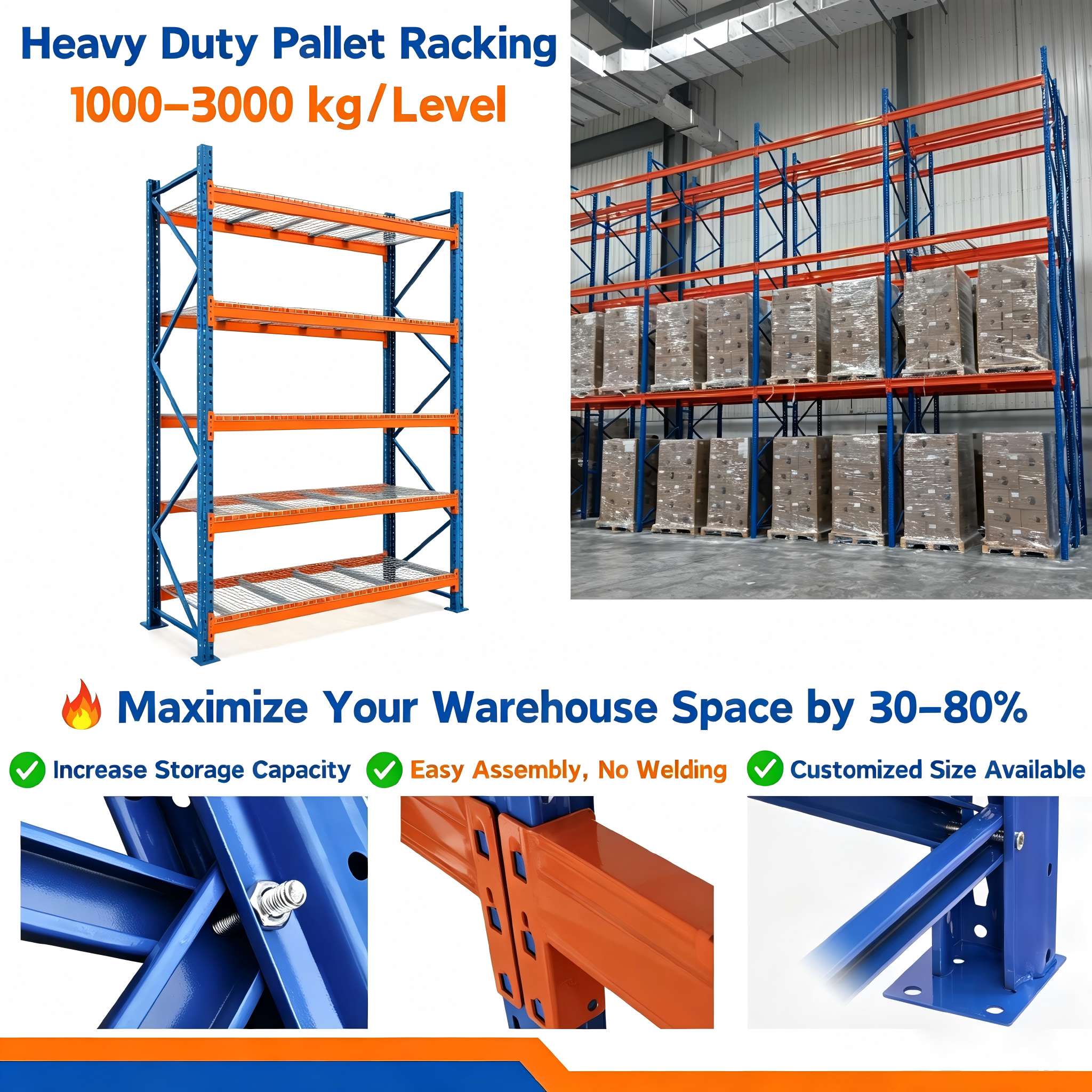 400KG Adjustable Racking Galvanized Sheet Metal Shelving Steel Industrial Storage Rack Heavy Duty Long Span Warehouse Shelves
