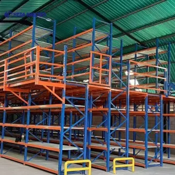 Rack-supported mezzanine floor with integrated pallet racking