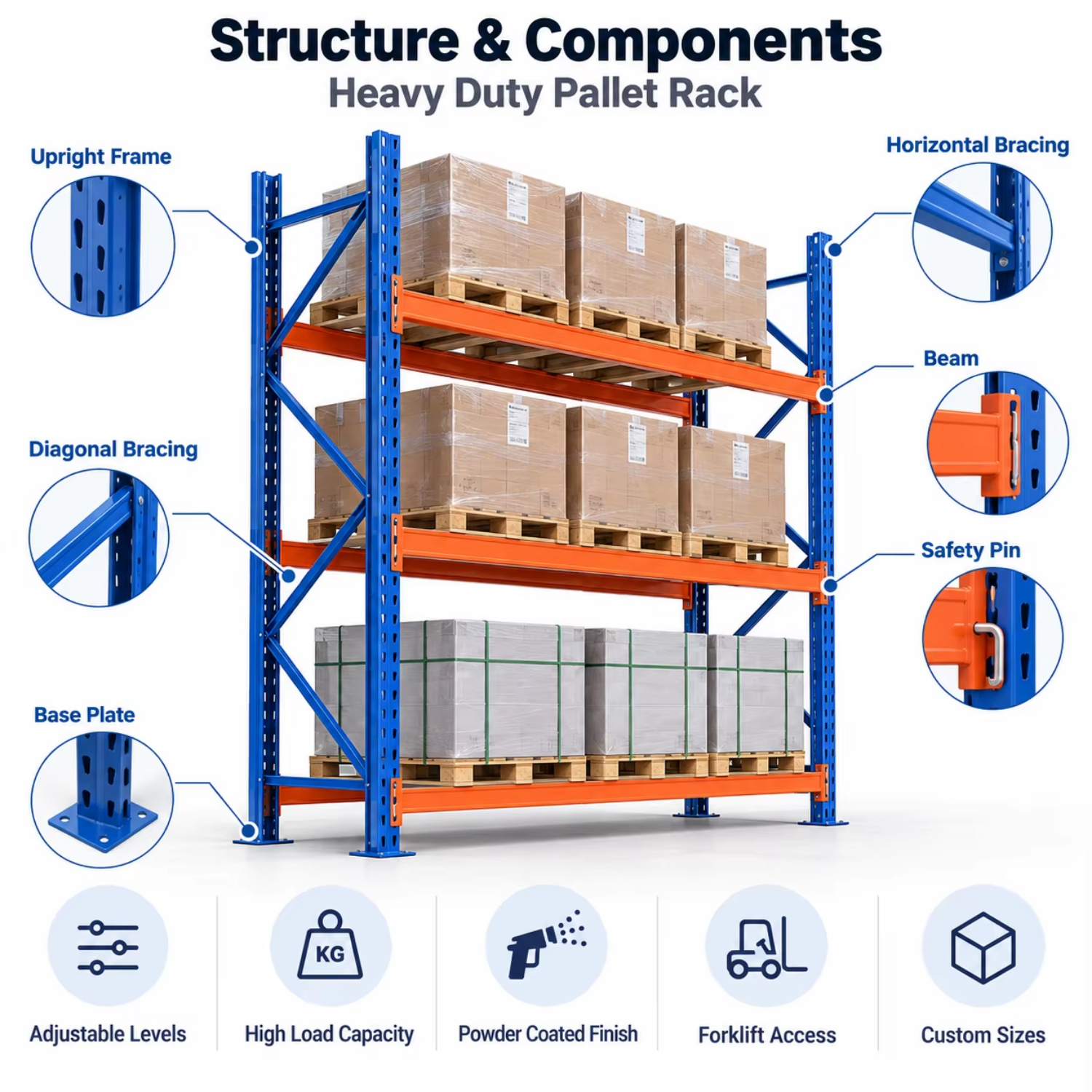 Metal Warehouse Shelf Heavy Duty Racks for Industrial Storage Pallet Racking System