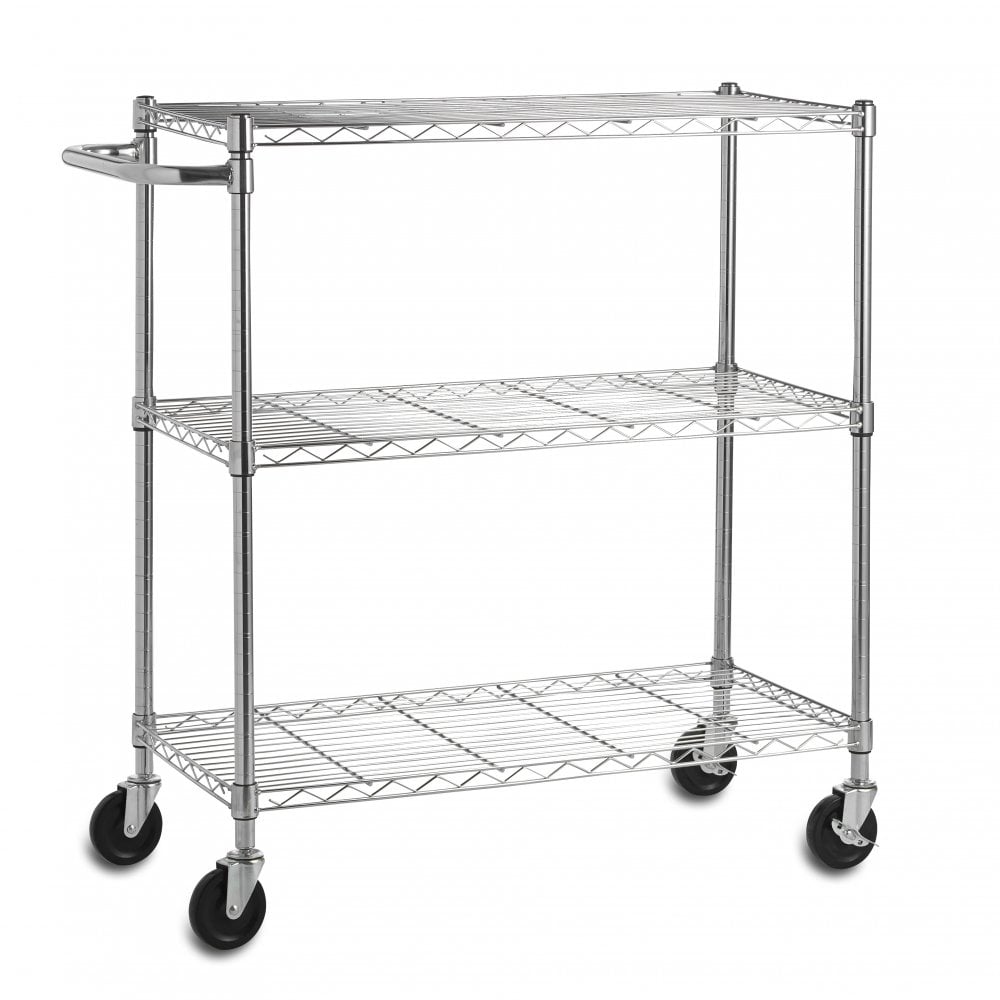 NSF & ISO Certified Chrome Plated Six Layers Mobile Garage Metal Wire Shelving Shelf