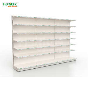 Highbright Double Side American Style Supermarket Rack Heavy Duty White Gondola Shelving with Hole Back Metal Display Stand