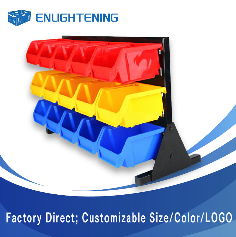 350x210x150mm Plastic Shelf Bin with Internal Dividers Warehouse Racking Organizer Crate