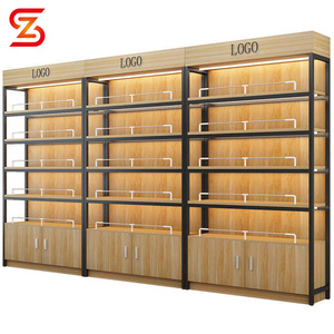 Wall Mount Freestanding Slatwall Display Cabinet With Retail Display Custom Shelves Hanging Rail Store Interior Decoration