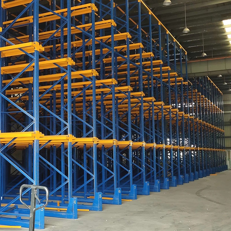 [Rongle] 2-Layer Steel Through-Aisle Drive-In Heavy-Duty Warehouse Shelving System (Blue/Red)